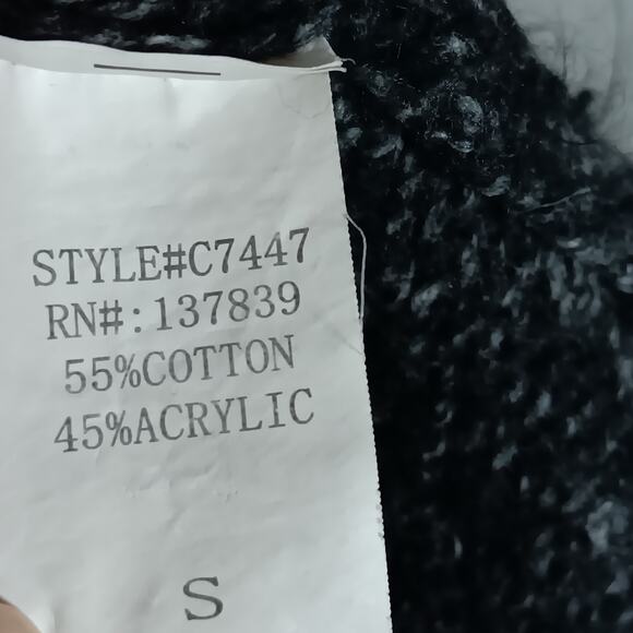 Dreamers Oversized Chunky Sweater Top Small Marled Gray Cowl Neck Slim Sleeves - Picture 9 of 11